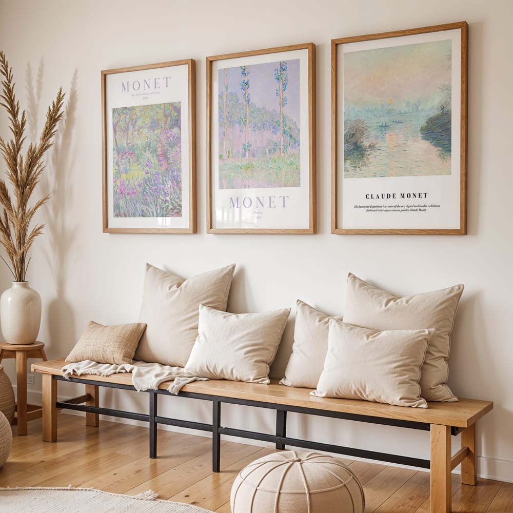 Poster Lab 3er Set Wandbilder 194, hochwertiger rahmen, eichenfurnier, 50x70 cm Mehrfarbig Holz
