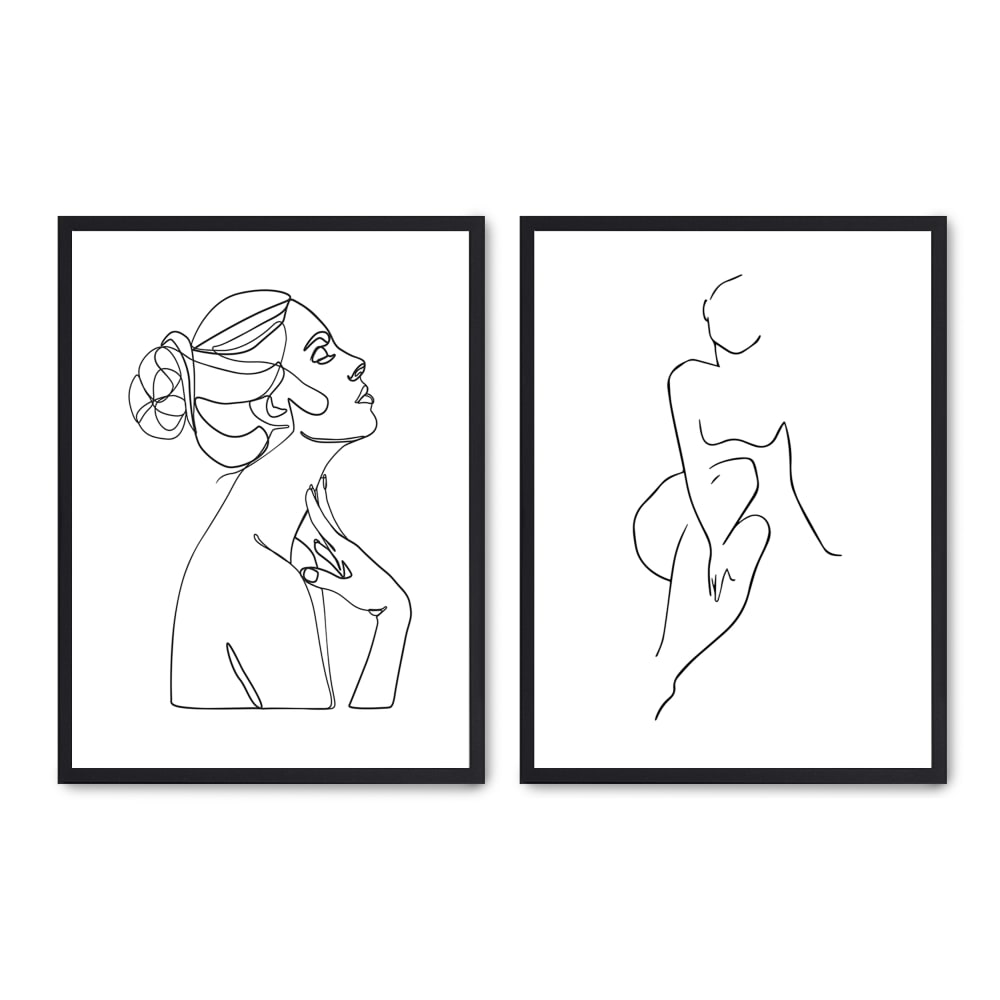 2er Set Wandbilder 030, schwarzer rahmen, 30x40 cm - Maisons Du