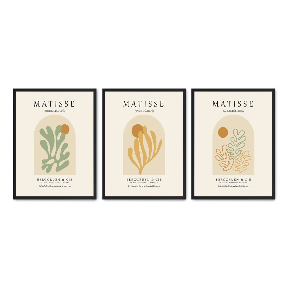 3er Set Wandbilder 191, schwarzer rahmen, 50x70 cm - Maisons Du