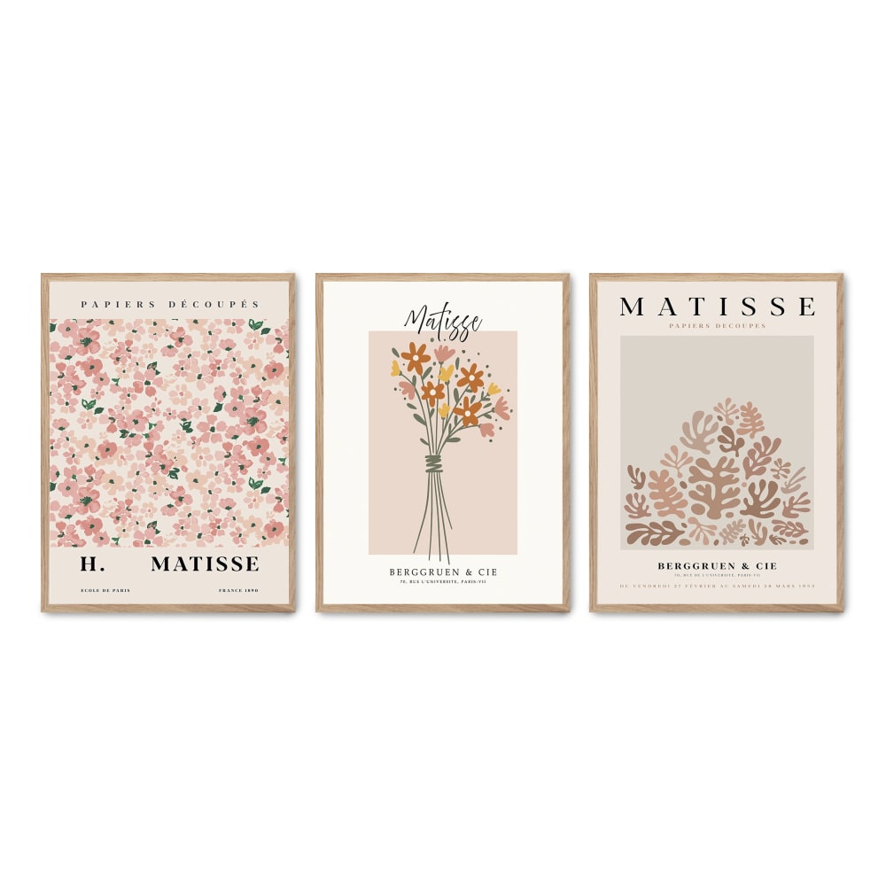 Poster Lab 3er Set Wandbilder 187, hochwertiger rahmen, eichenfurnier, 30x40 cm Mehrfarbig Holz