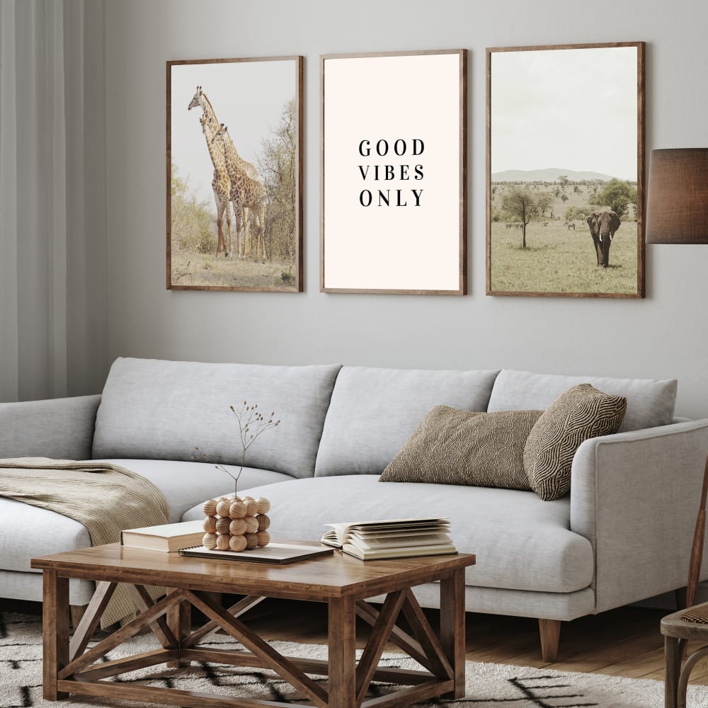 Poster Lab 3er Set Wandbilder 227, hochwertiger rahmen, eichenfurnier, 50x70 cm Mehrfarbig Holz