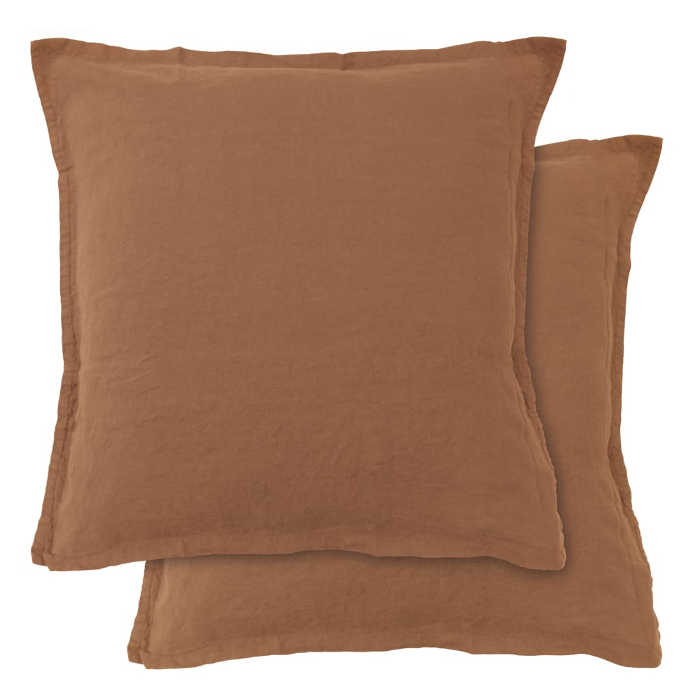 Set de 2 taies d'oreiller en lin lavé Ecorce 65x65cm - Lot de 2