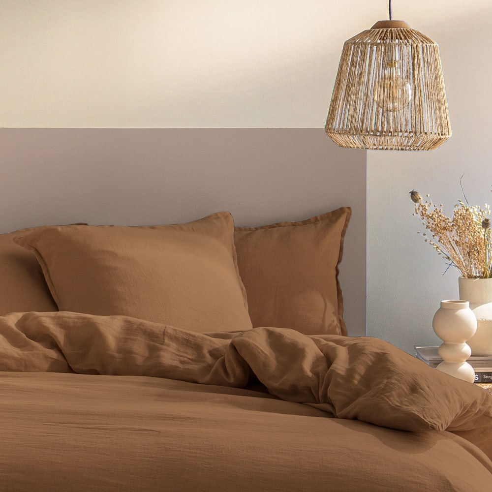 Housse de couette unie en lin lavé ecorce 260x240cm — vue 4