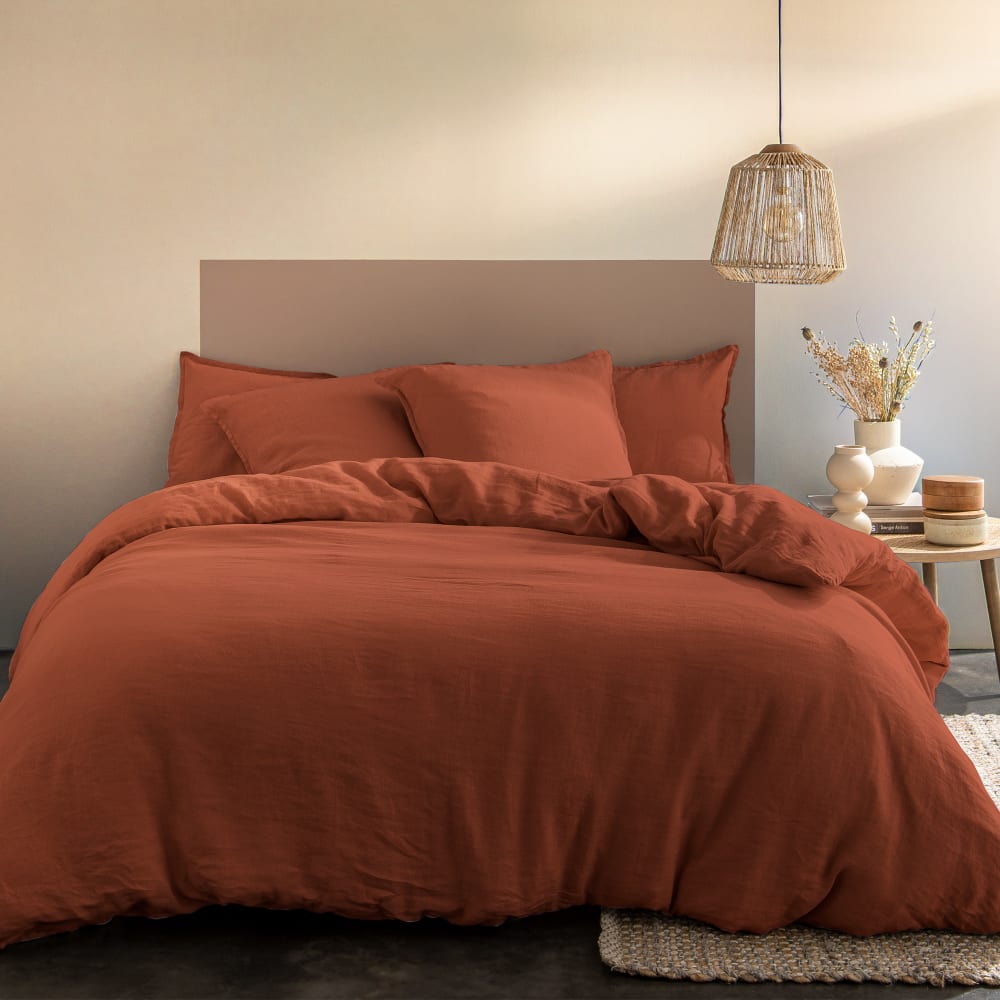 Housse de couette unie en lin lavé Sienne 240x220cm