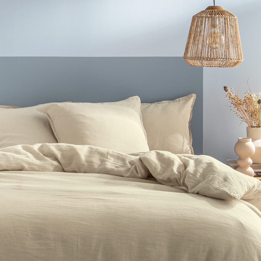 Housse de couette unie en lin lavé ivoire 240x220cm — vue 4