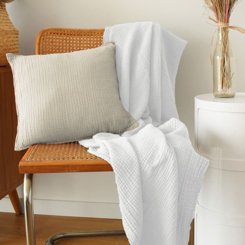 Plaid en gaze de coton Blanc 130x170cm