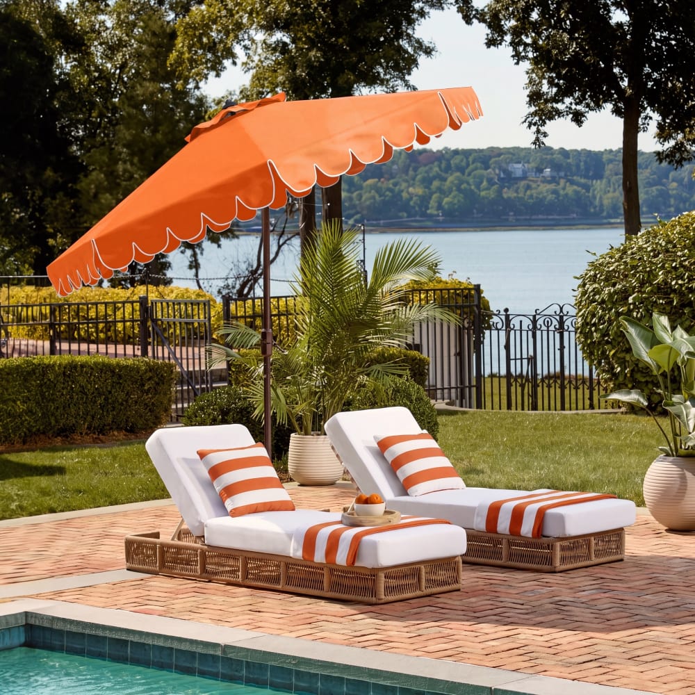 Safavieh Regenschirm aus 100% Polyester/Aluminium, Orange style seaside orange Metall
