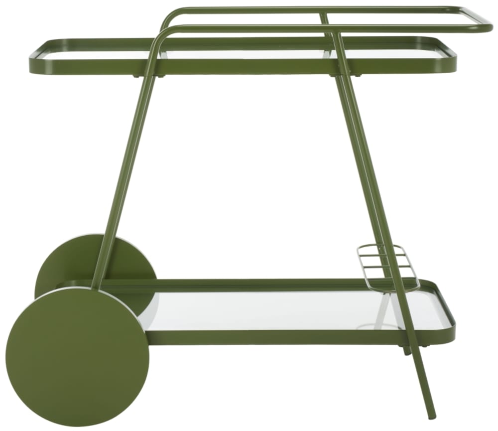 Chariots de setvice en métal/mdf/verre, vert
