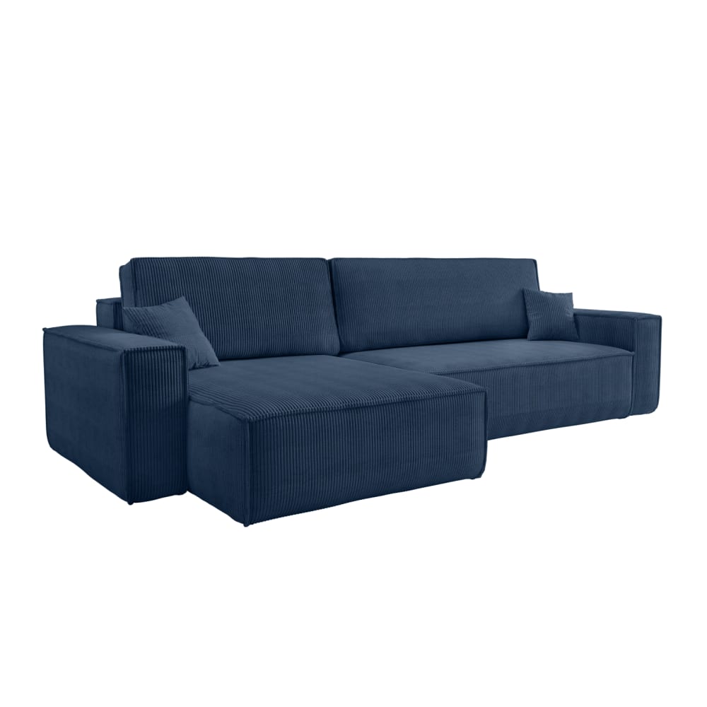 Canapé d'angle max réversible et convertible en velours côtelé - Bleu