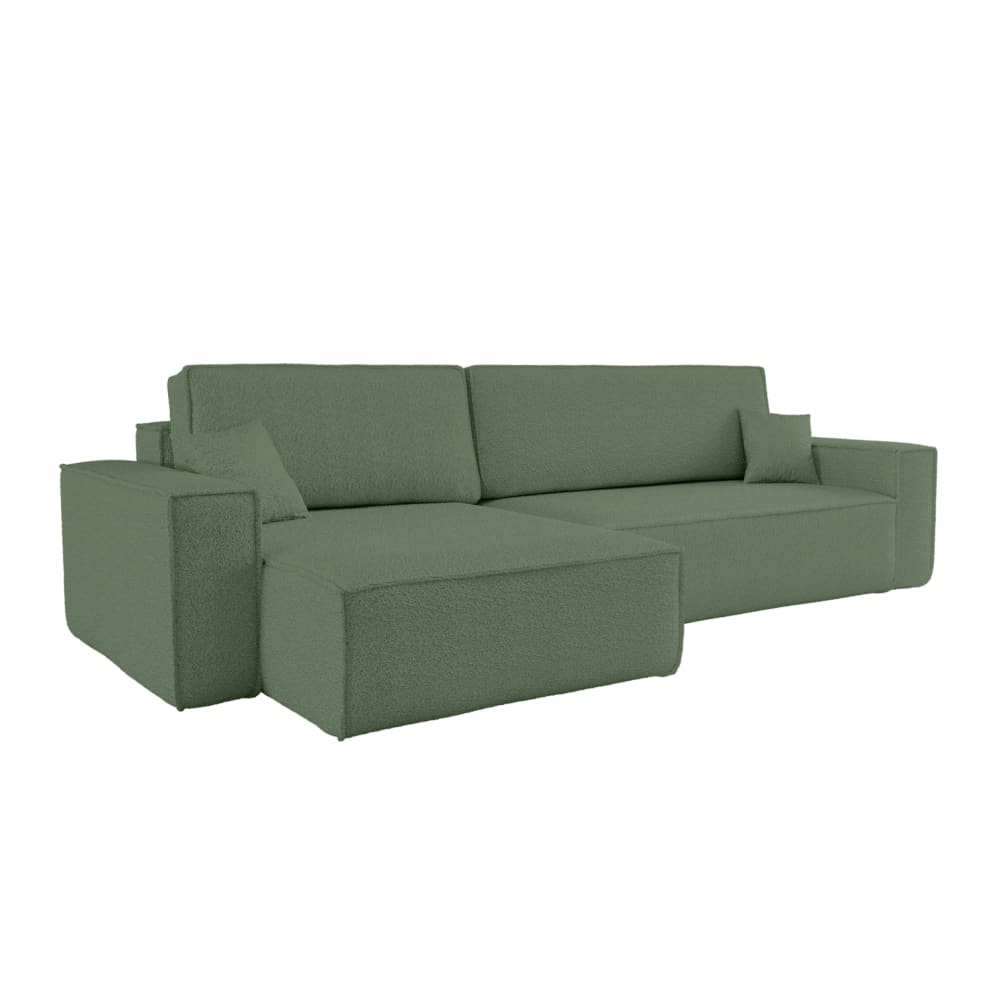 Canapé d'angle max réversible et convertible en tissu bouclette - Vert