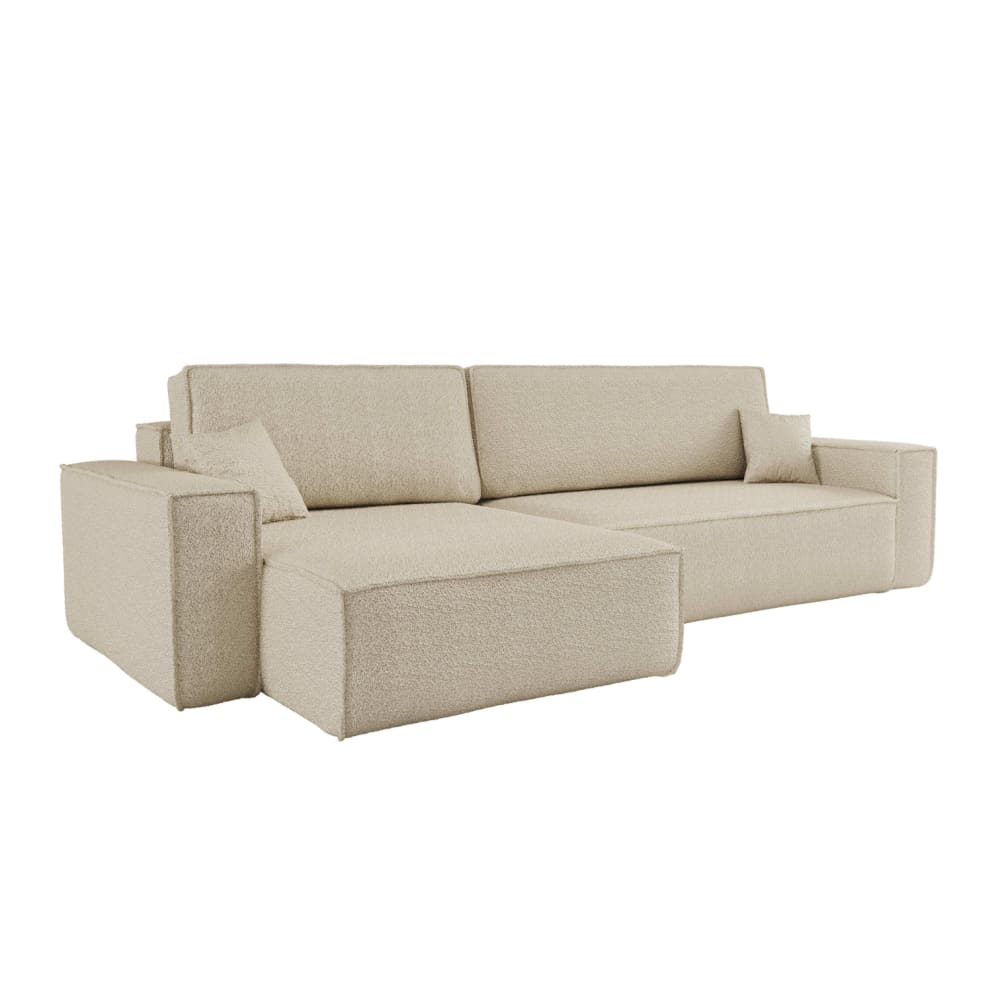Canapé d'angle max réversible et convertible tissu bouclette - Beige