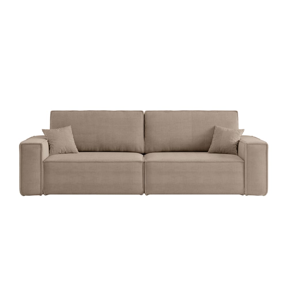 Canapé droit 3 places convertible en velours côtelé - Taupe