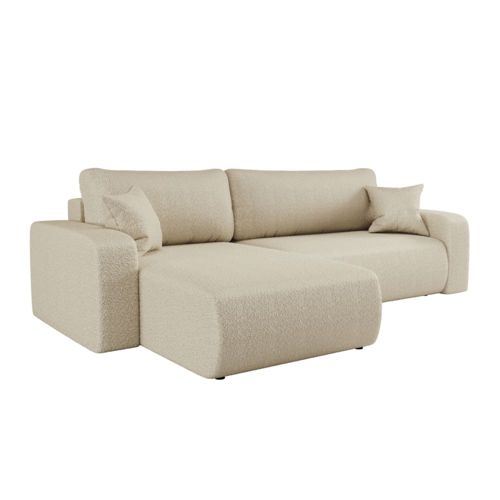 Canapé d'angle max réversible, convertible en tissu bouclette - Beige