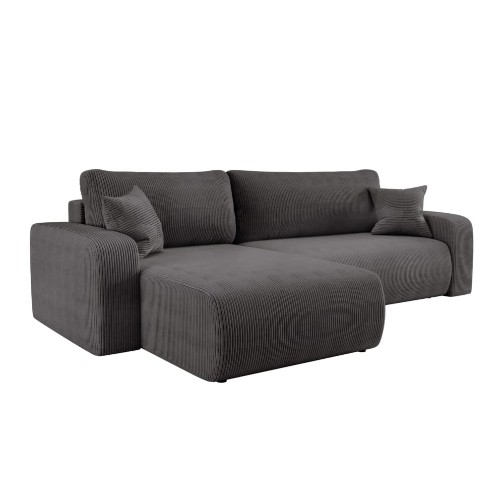 Canapé d'angle max réversible et convertible en velours côtelé - Gris