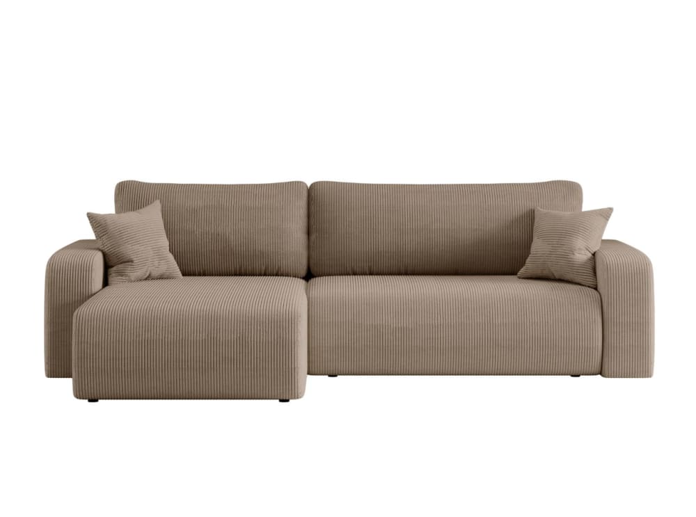 Canapé d'angle max réversible et convertible en velours côtelé - Taupe