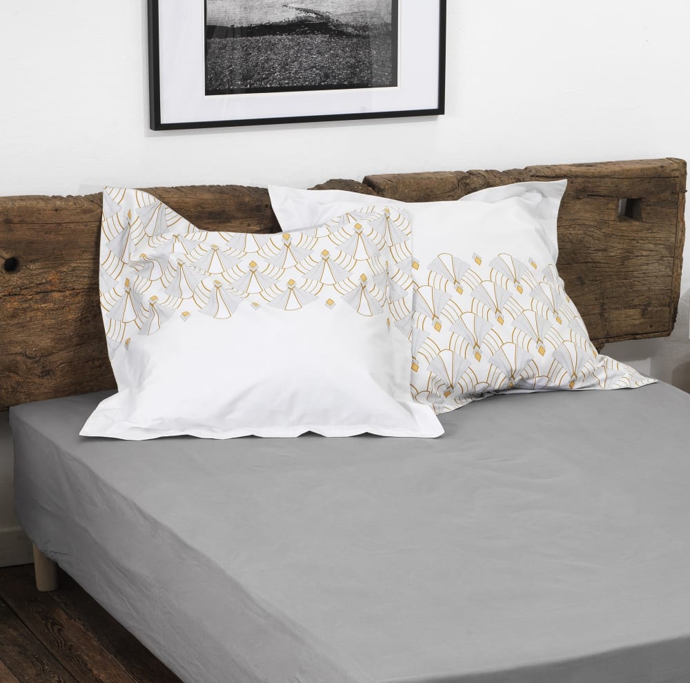 Drap housse 160x200 + 30 cm percale gris clair