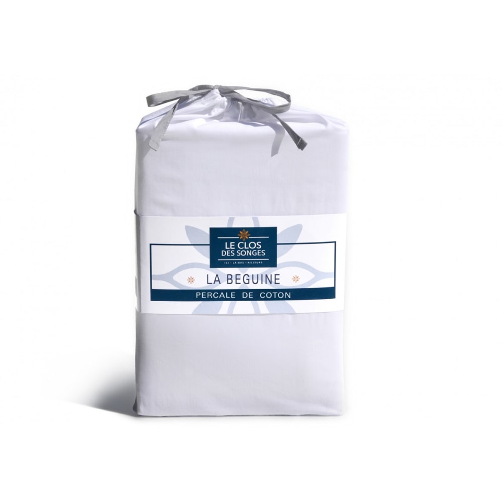 Drap housse 90x190 + 30 cm percale blanc — vue 4
