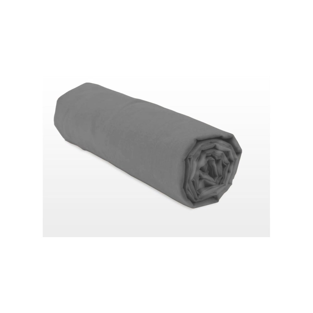 Drap housse 160x200 + 30 cm percale gris foncé — vue 3