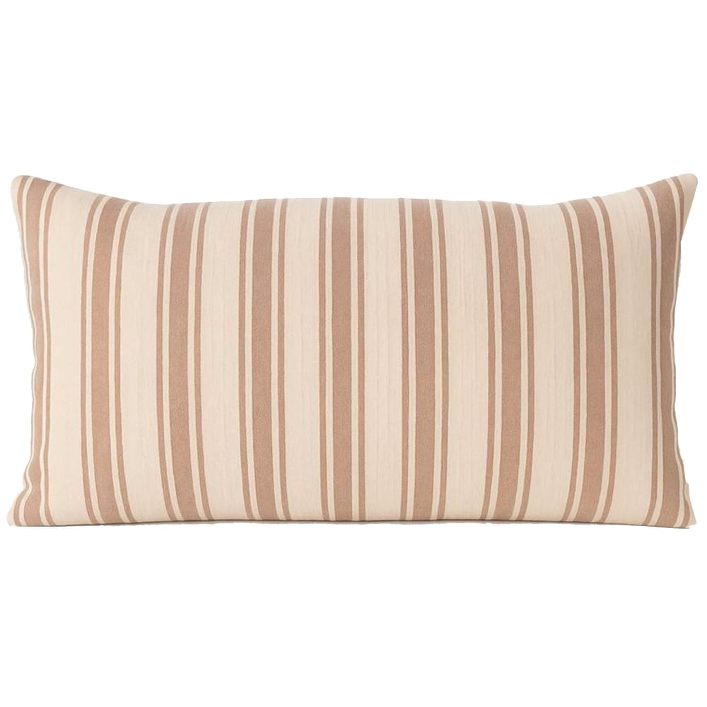 Coussin en coton rayé beige et rose 70x30cm