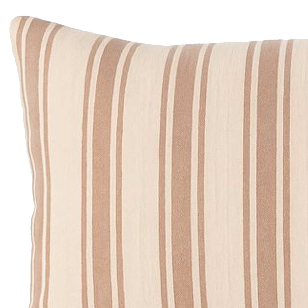Coussin en coton rayé beige et rose 70x30cm — vue 4