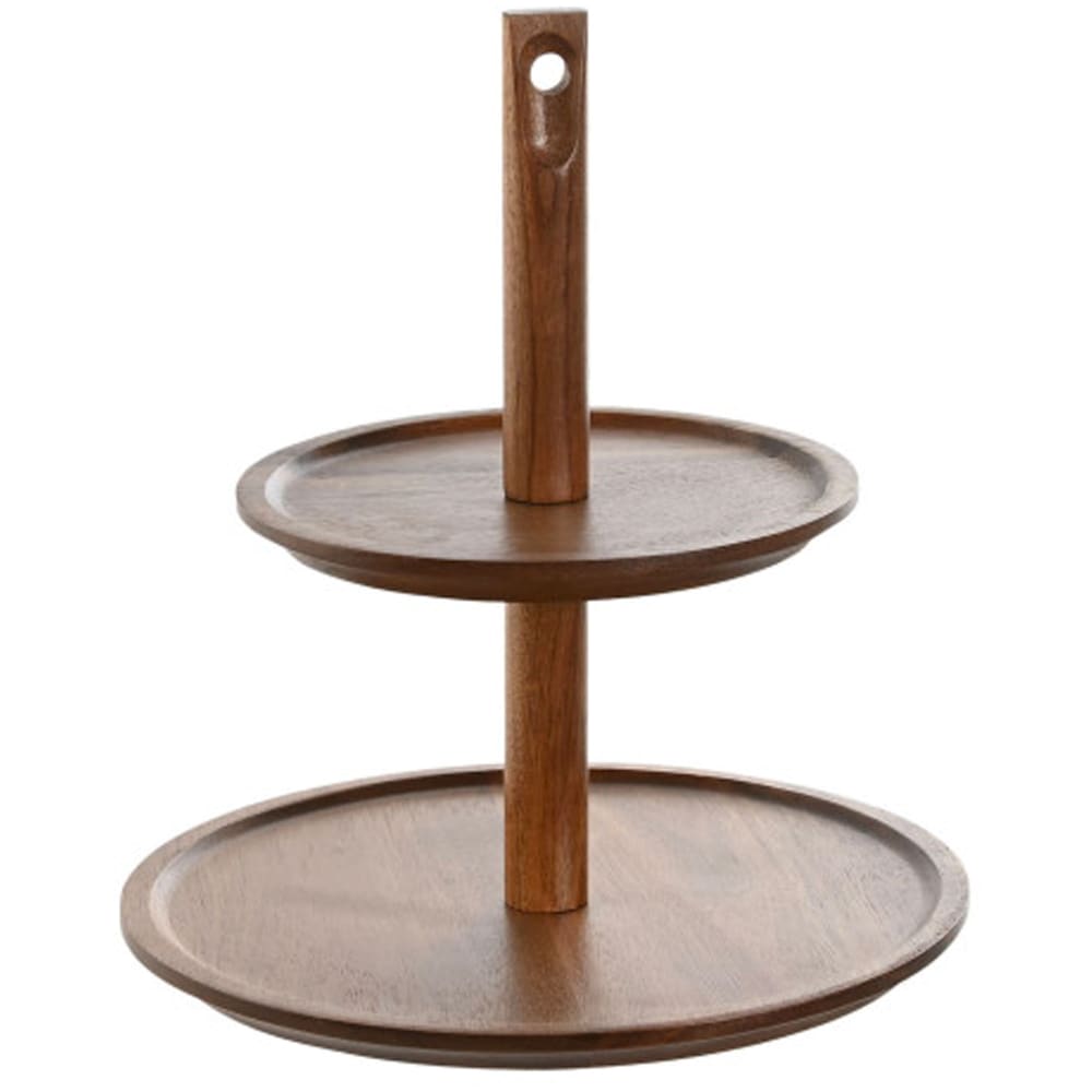 Corbeille à fruits étagée décorative bois d'acacia 25x25x27cm