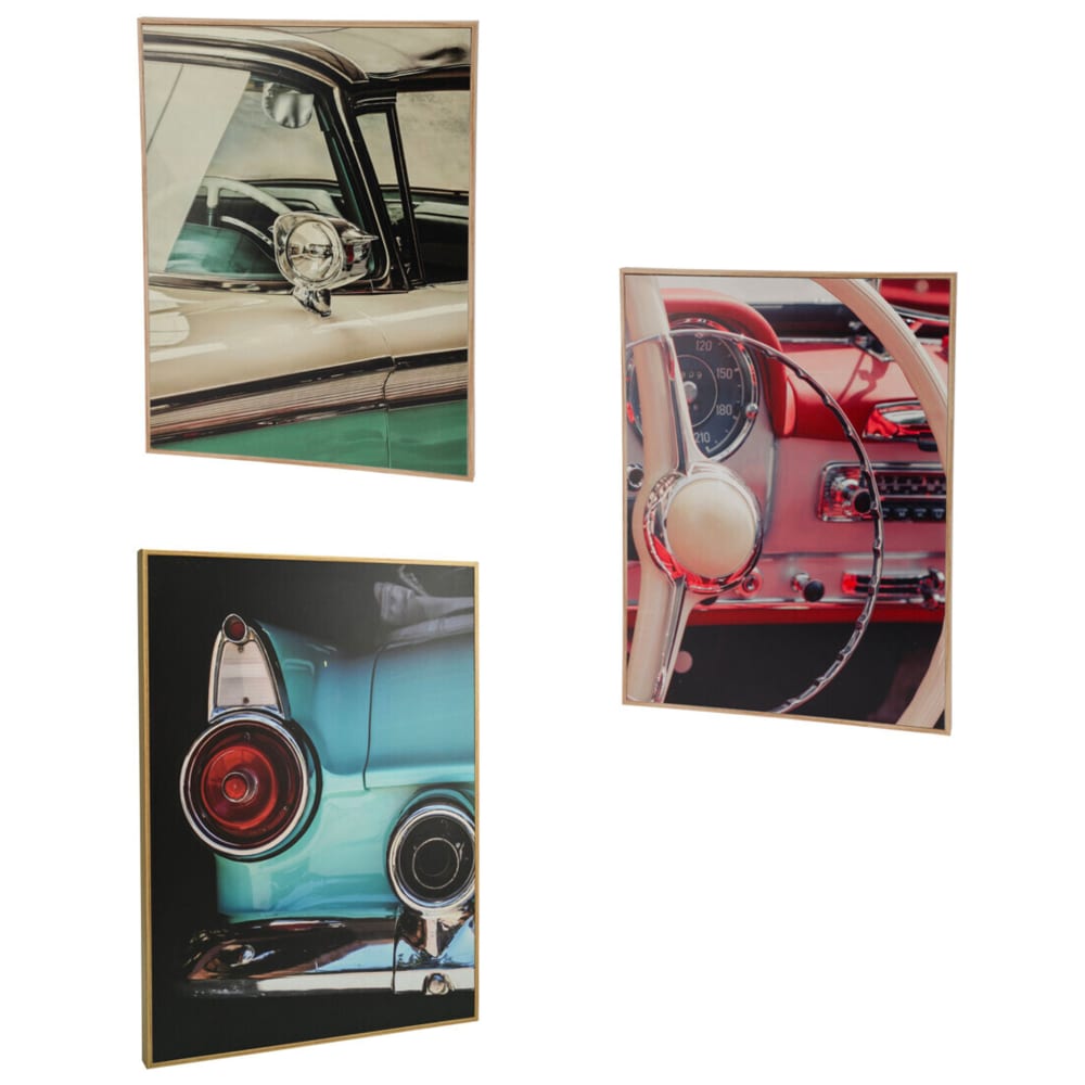 Set de 3 tableaux photo voitures 38x28cm