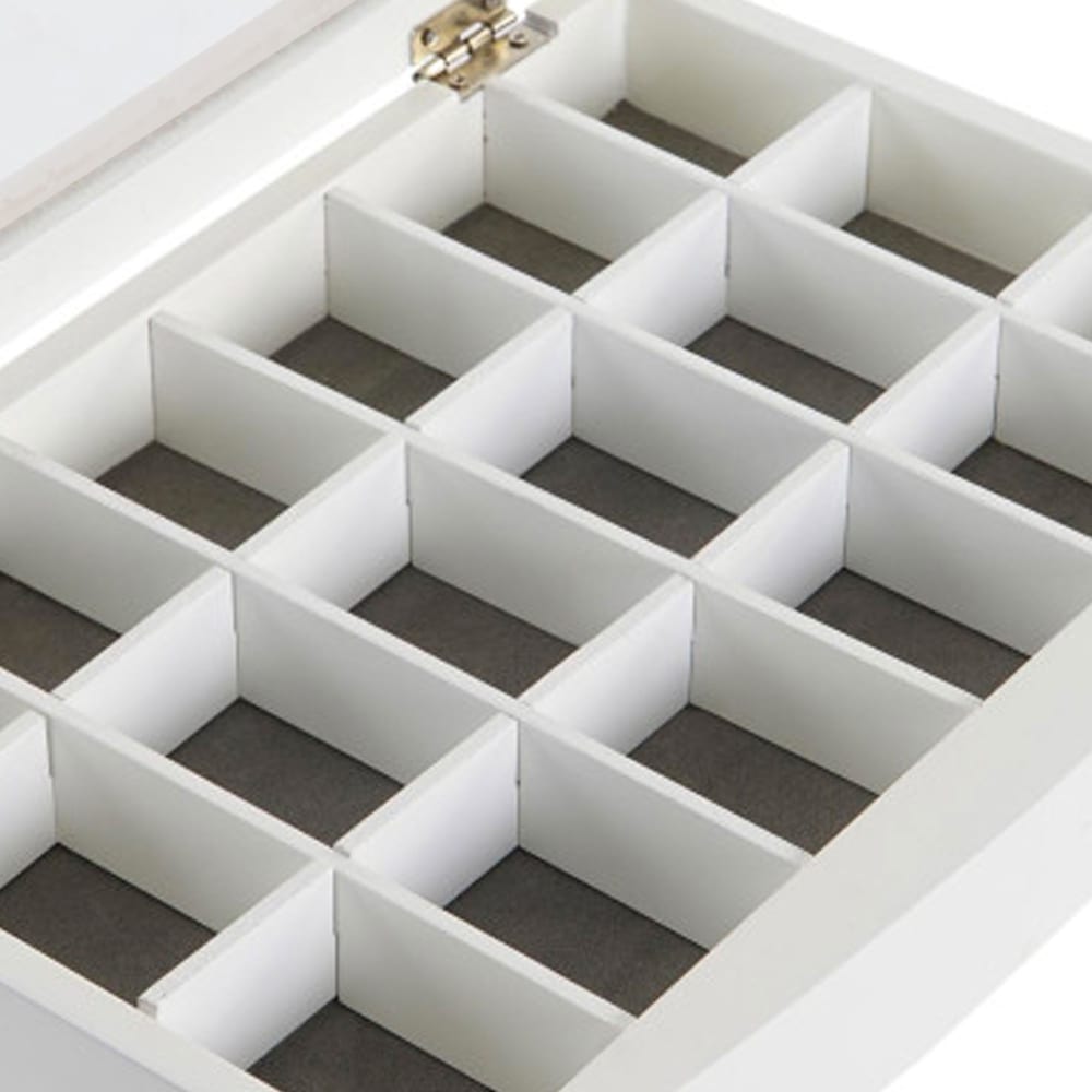 Boîte à bijoux en bois blanc 18 compartiments 30x20x5cm — vue 4