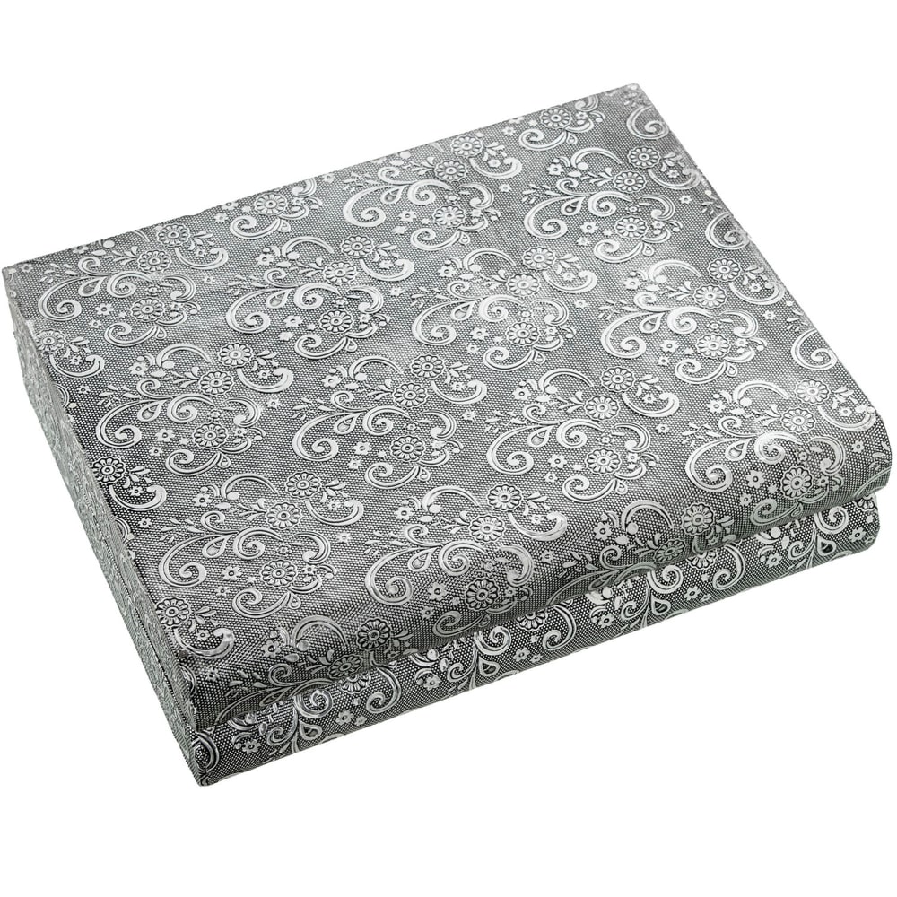 Boîte à bijoux articulée en métal argenté 27x21x7cm