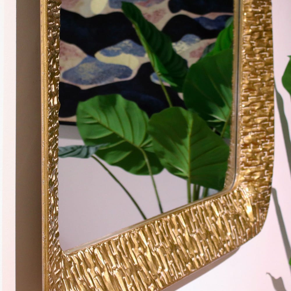 Miroir mural carré métal doré 80x6x80cm