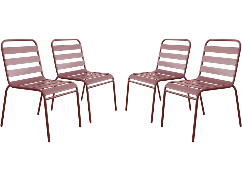 Lot de 4 fauteuils de jardin en acier terracotta 59 x 55 x 84 cm