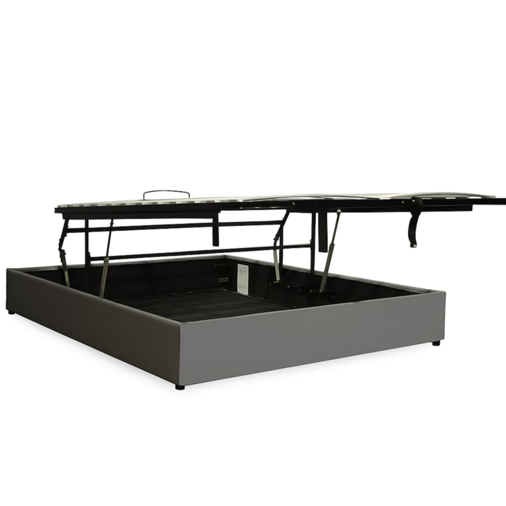 Lit coffre ouverture parallèle simili cuir gris 160x200 cm