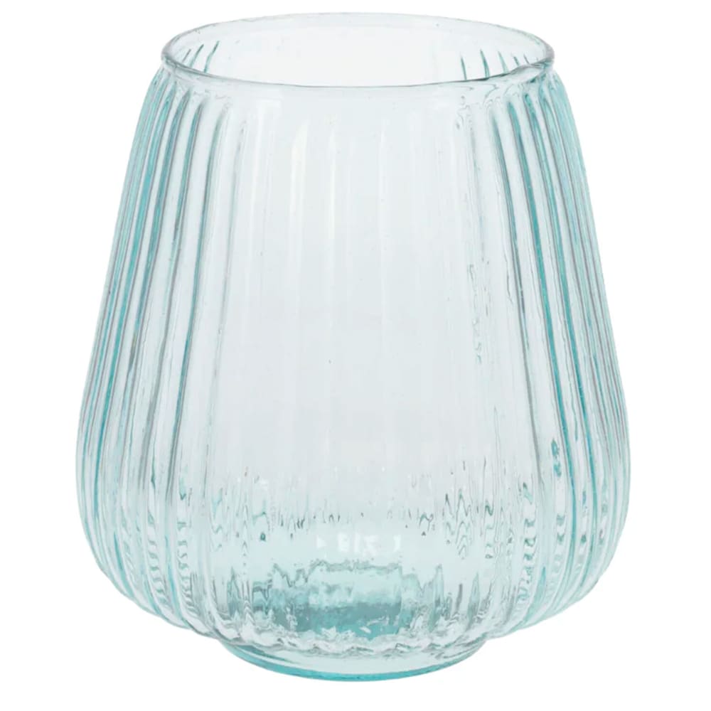 Vase en verre recyclé strié 16,5x16,5x19cm