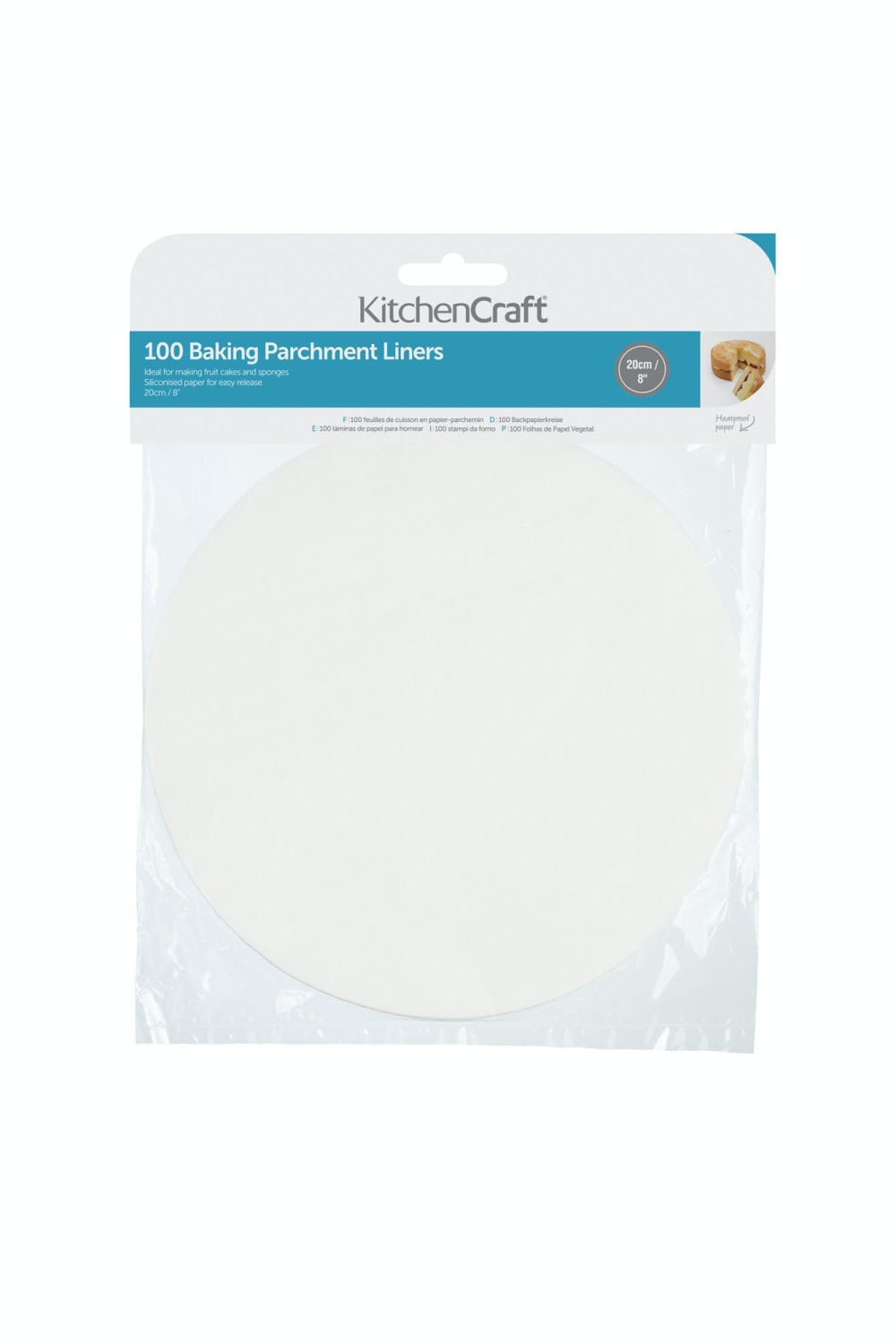 KitchenCraft Backpapier Rund Papier 20cm Weiß Weiß