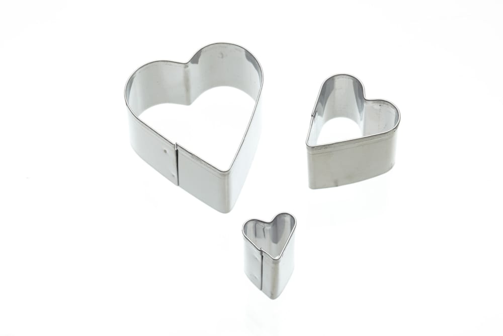 KitchenCraft 3er Set Herz-Fondant-Ausstechern Silber Edelstahl