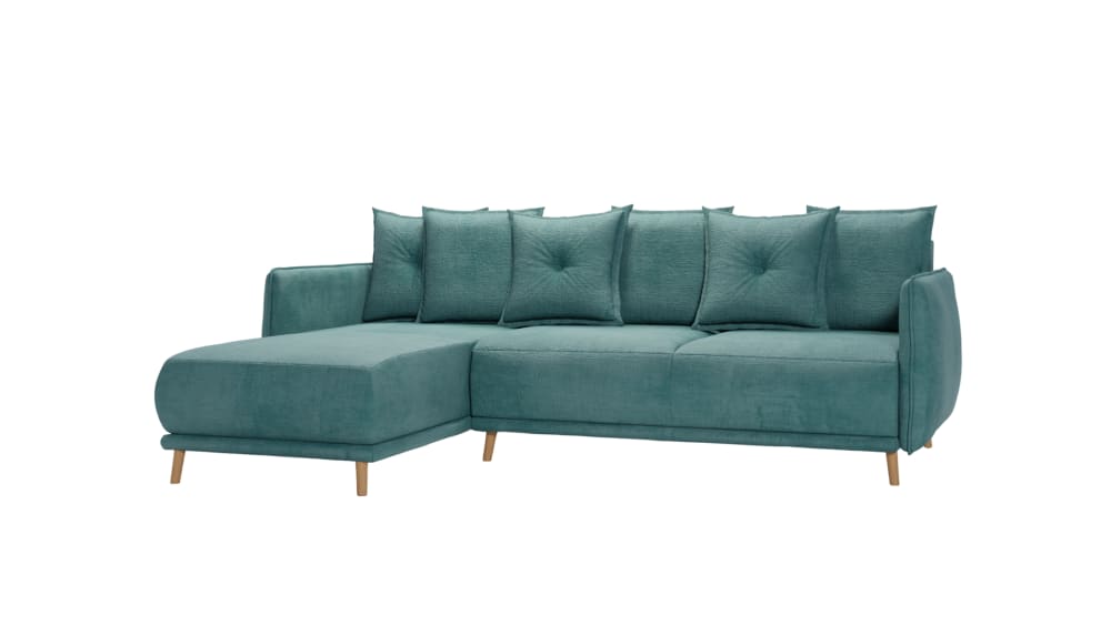 Canapé d’angle avec fonction de couchage et coffre de rangement