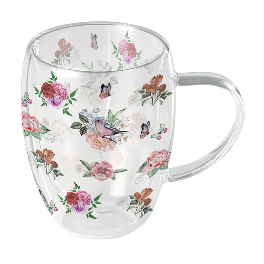 Tasse double paroi oiseaux et papillons 35 cl