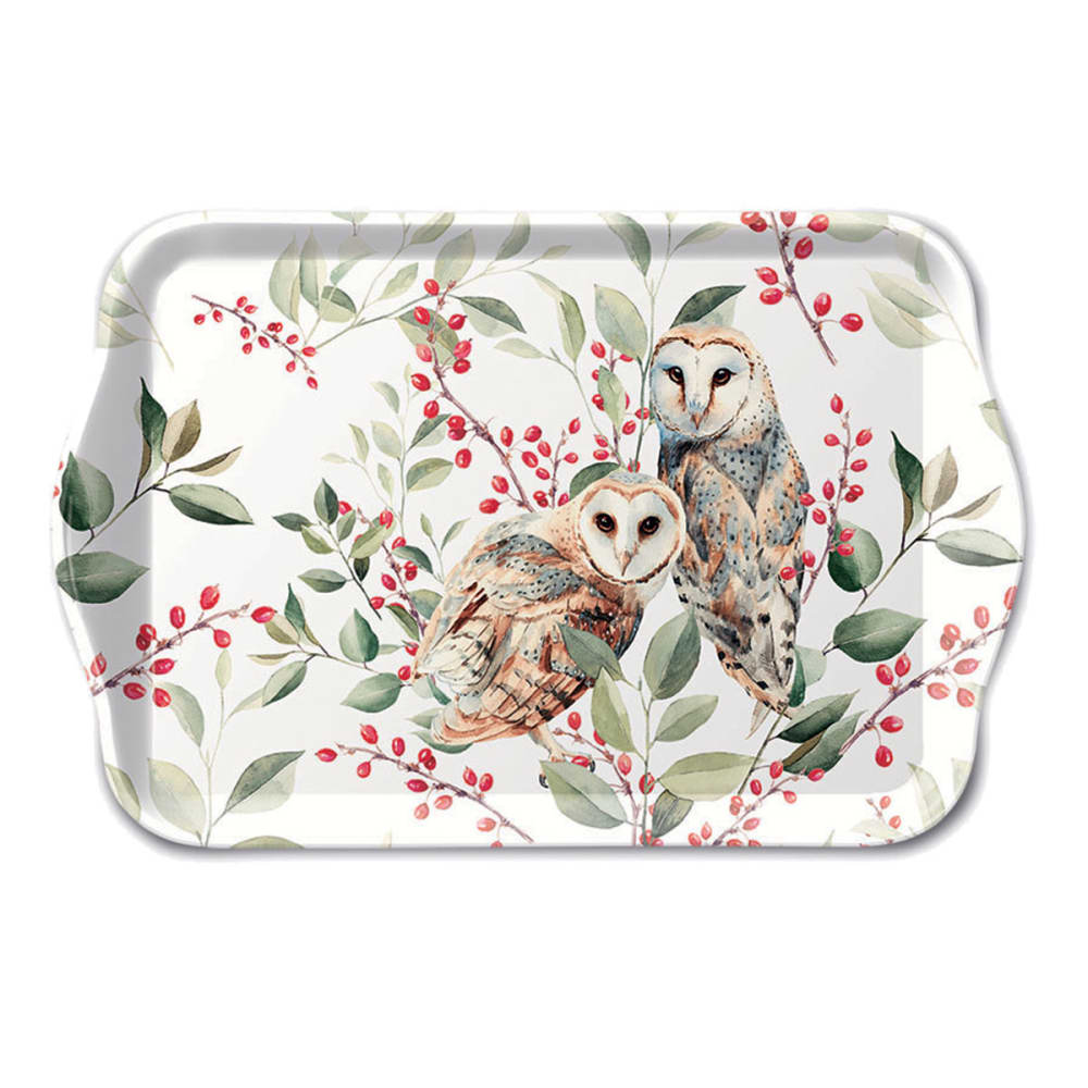 Petit plateau rectangulaire couple de chouettes Petit plateau rectangulaire couple de chouettes