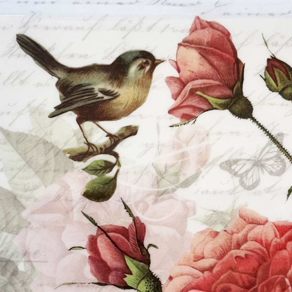 Mini plateau vide-poche rectangulaire roses et oiseau - Maisons du Monde