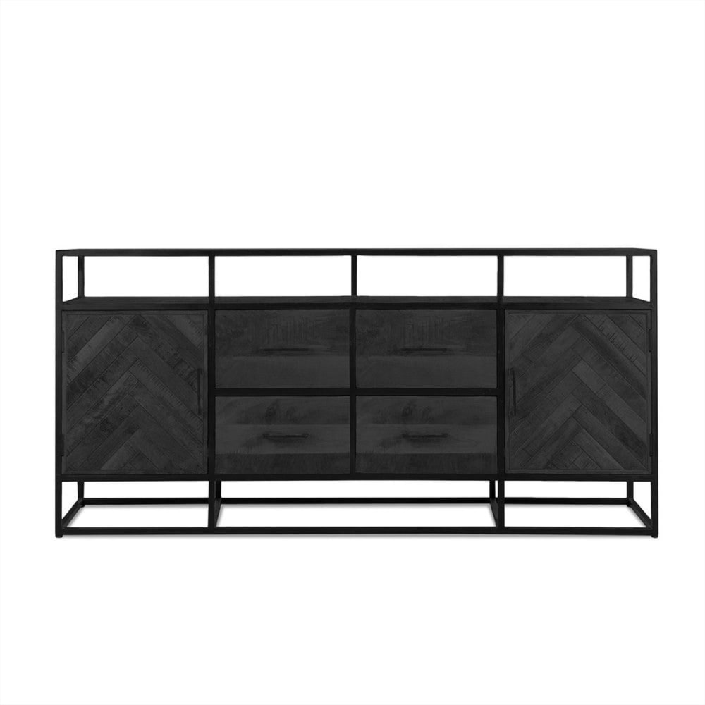 Benoa Kommode Jax 200cm, Schwarz Schwarz Holz