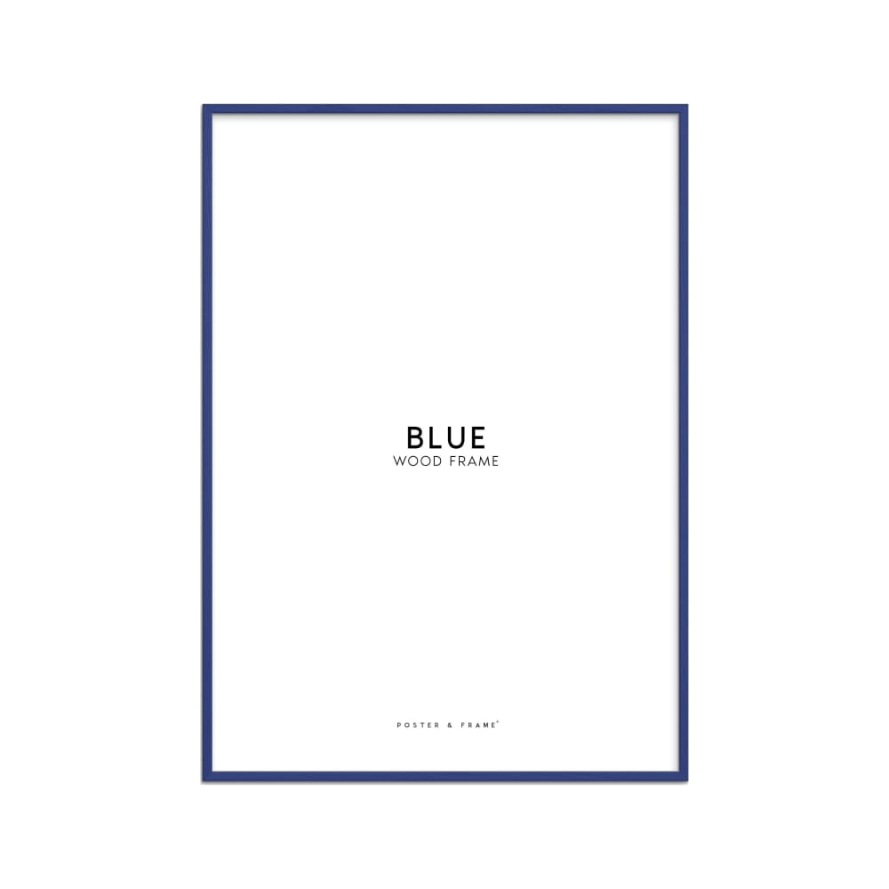 marco de madera azul con acrilico - 50 x 70 cm