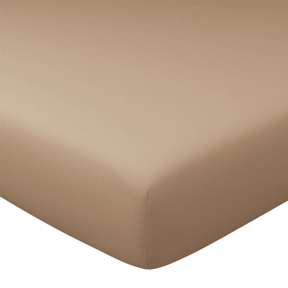 Drap-housse en coton beige 80x200x28cm