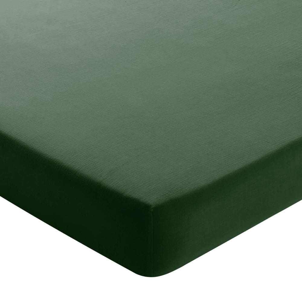 Drap-housse grand bonnet en coton vert kaki 160x200x32cm