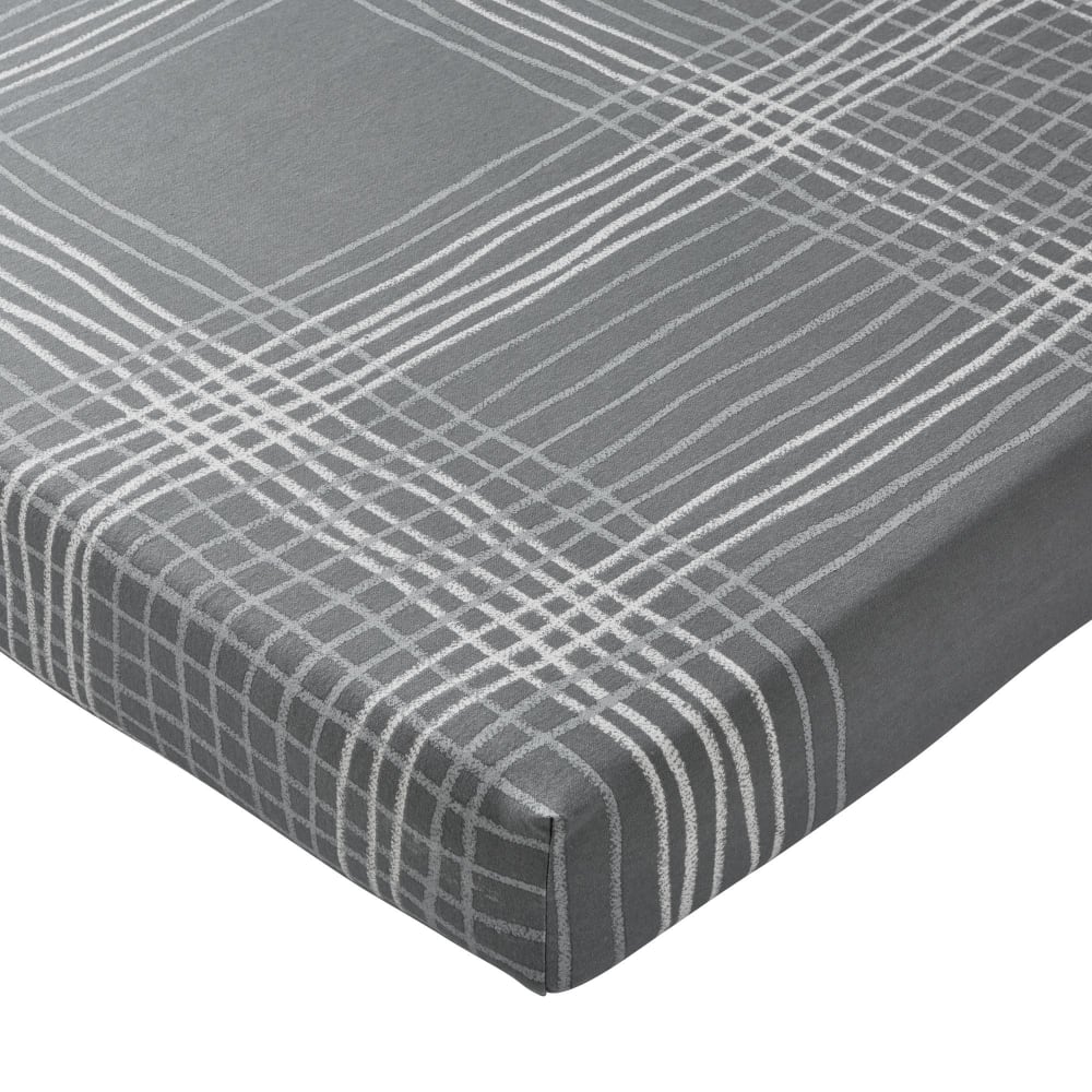 Drap-housse en coton gris 160x200x28cm