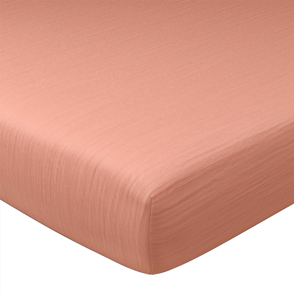 Drap-housse grand bonnet en coton rose poudré 90x200x32cm