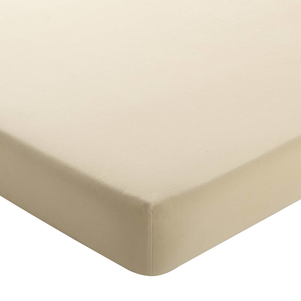 Drap-housse grand bonnet en coton beige 90x200x32cm