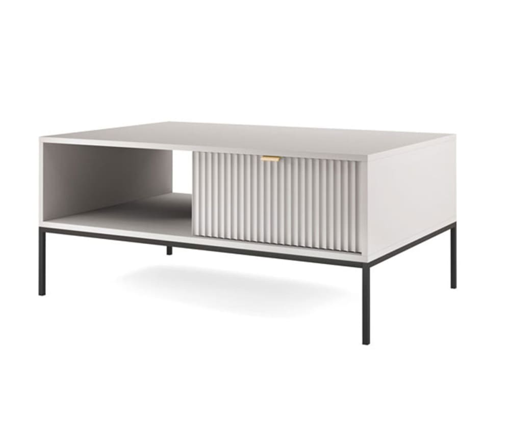 Feldmann-Wohnen Couchtisch aus Holz, 104x68x46cm, Grau / Schwarz style modern Grau Spanplatte