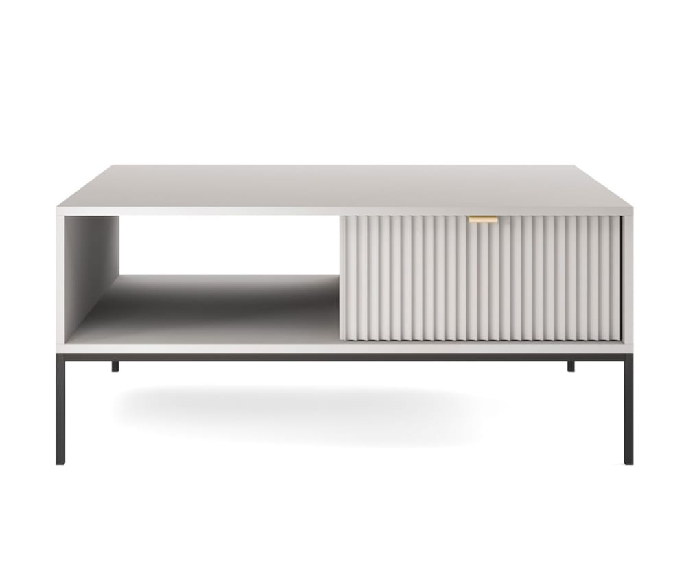 Couchtisch aus Holz, 104x68x46cm, Grau / Schwarz - Maisons Du
