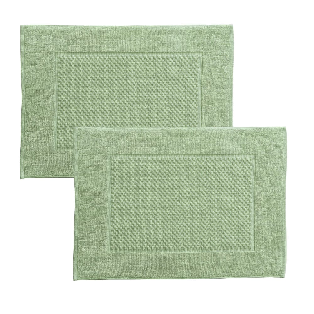 Lot de 2 tapis de bain en coton vert jade 60x90cm