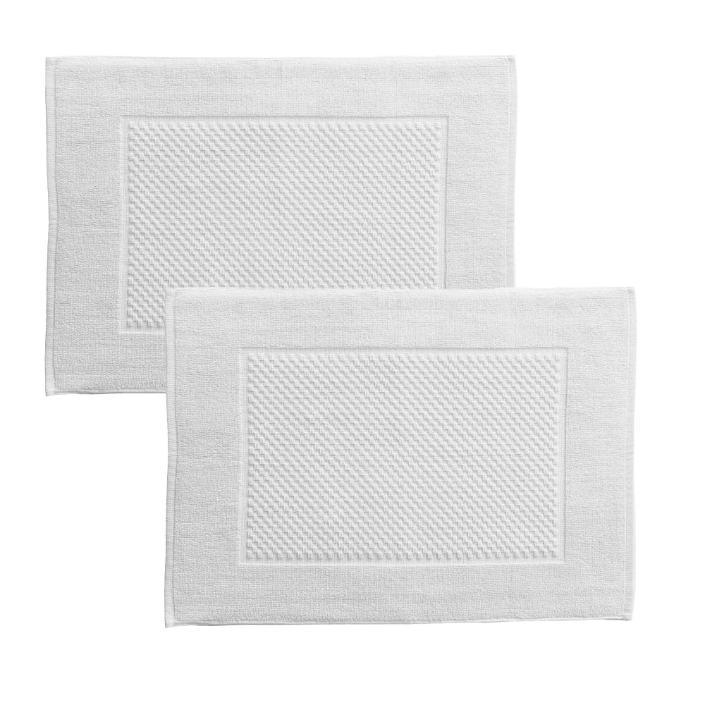 Lot de 2 tapis de bain en coton blanc 50x70cm