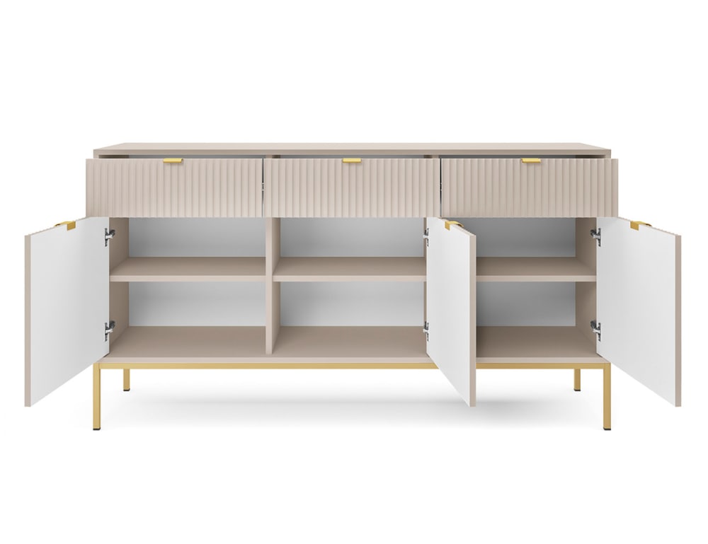 Sideboard mit Türen & Schubladen aus MDF, Kaschmir / Gold,